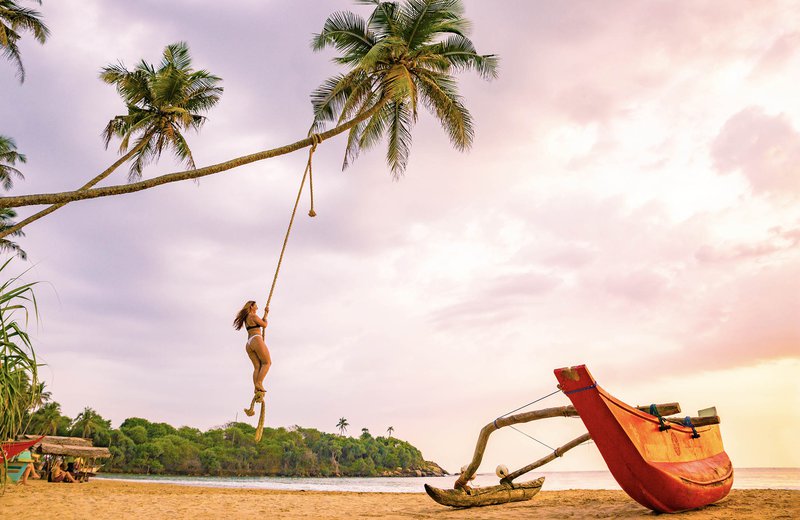 Sri Lanka Desktop Destinations Girl Swings Beach